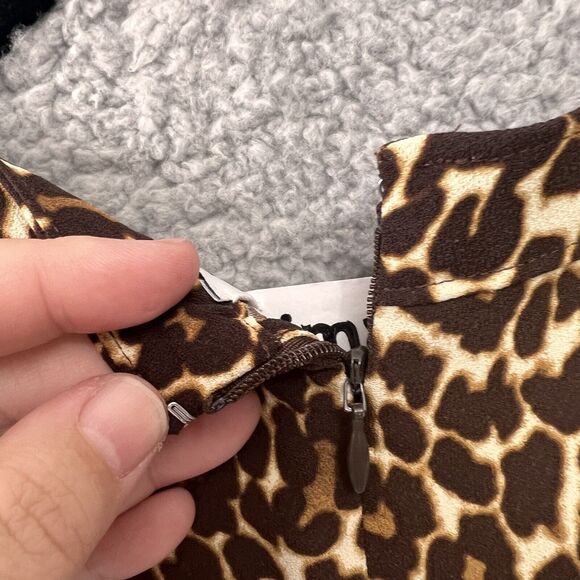J Crew Cheetah Leopard Print Crepe Shift Dress XS K2150 Size 2 Zip Animal Print - Picture 11 of 12